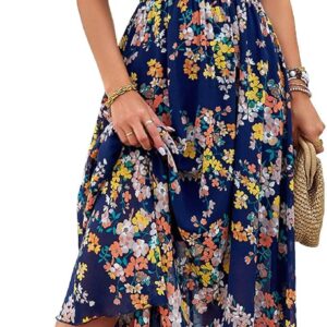 FLOR1 SYKT Women's Dresses Summer Bohemian- NAVY