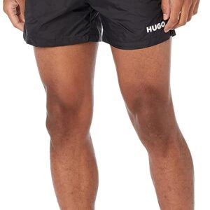 M1 HUGO Men's Standard Pop Logo Swim Trunks- BASIC BLACK