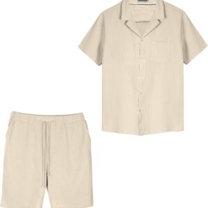 YAOHUOLE Men's Cotton Linen- KHAKI